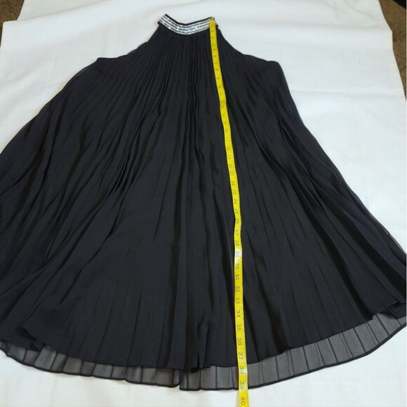Luxe by Carmen Marc Valvo Black High Neck Rhinestone Keyhole Dress Size Medium - Picture 8 of 9